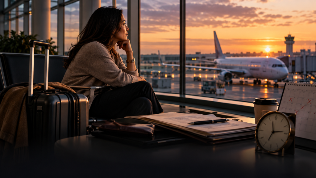 Residente permanente com passaporte e Green Card planejando viagens antes de solicitar a cidadania americana